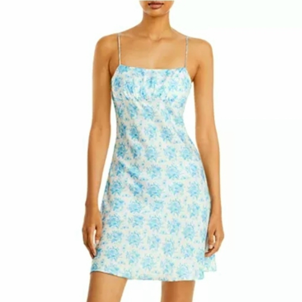 NEW AQUA Floral Satin Mini Slip Dress Size Medium